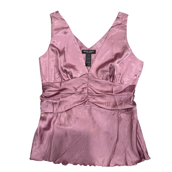 Bisou Bisou Vintage Camisole Fairy Mermaidcore -Sz 12-Satin Lace Beaded Top Y2K - Picture 1 of 5